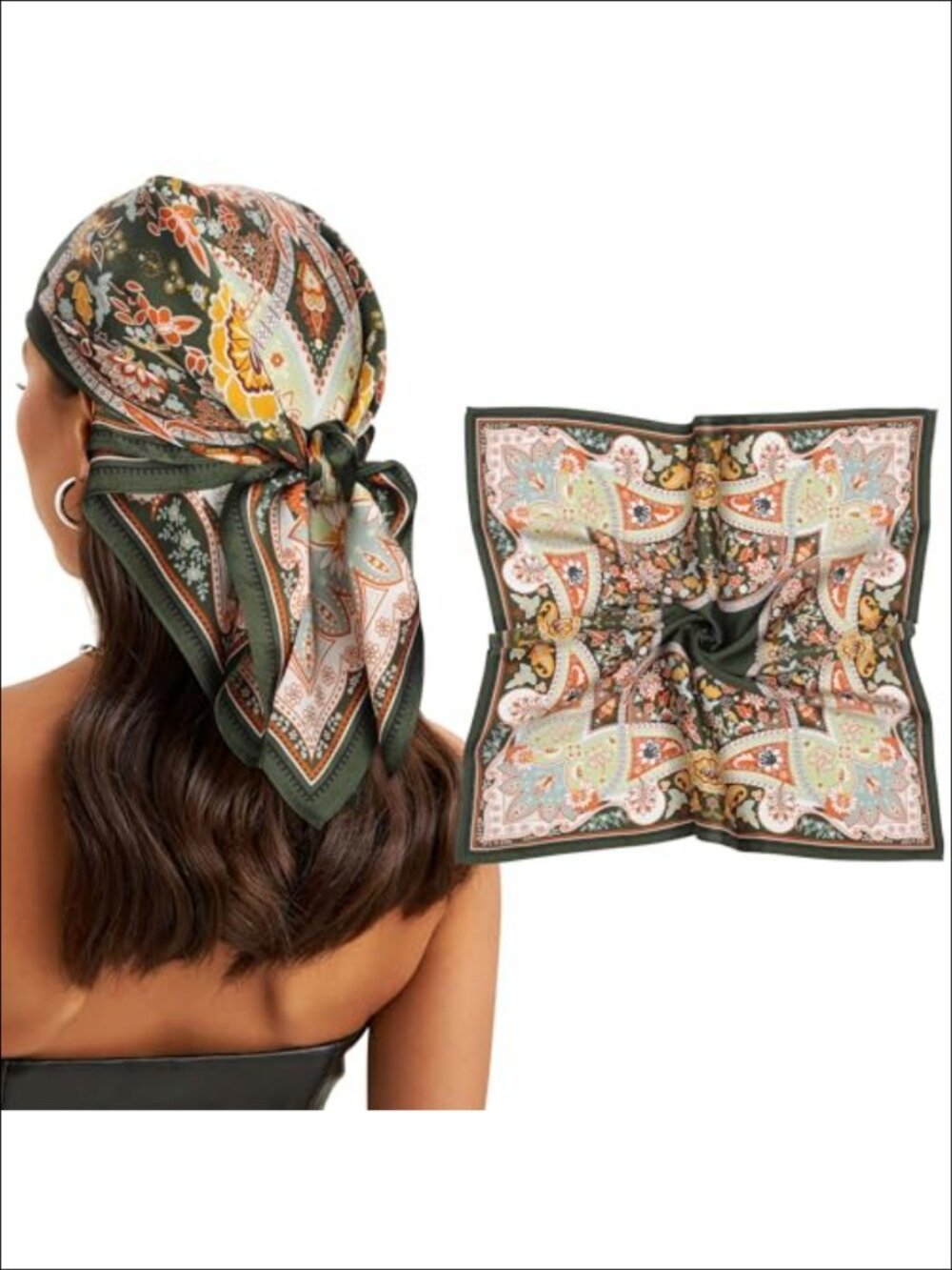 100% Mulberry Silk Hair Scarf 26" Double-Sided Square Scarf Wrap